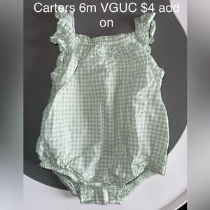 Carter's Green Gingham Romper Bubble